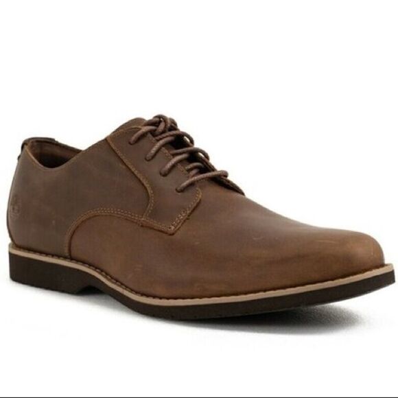 TIMBERLAND WOODHULL BROWN LEATHER SHOE MEMORY FOAM SIZE 7 A18 - Picture 1 of 14